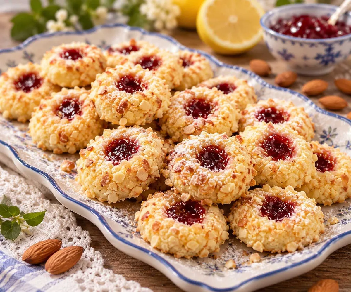 Jam Thumbprint Cookies with Almonds