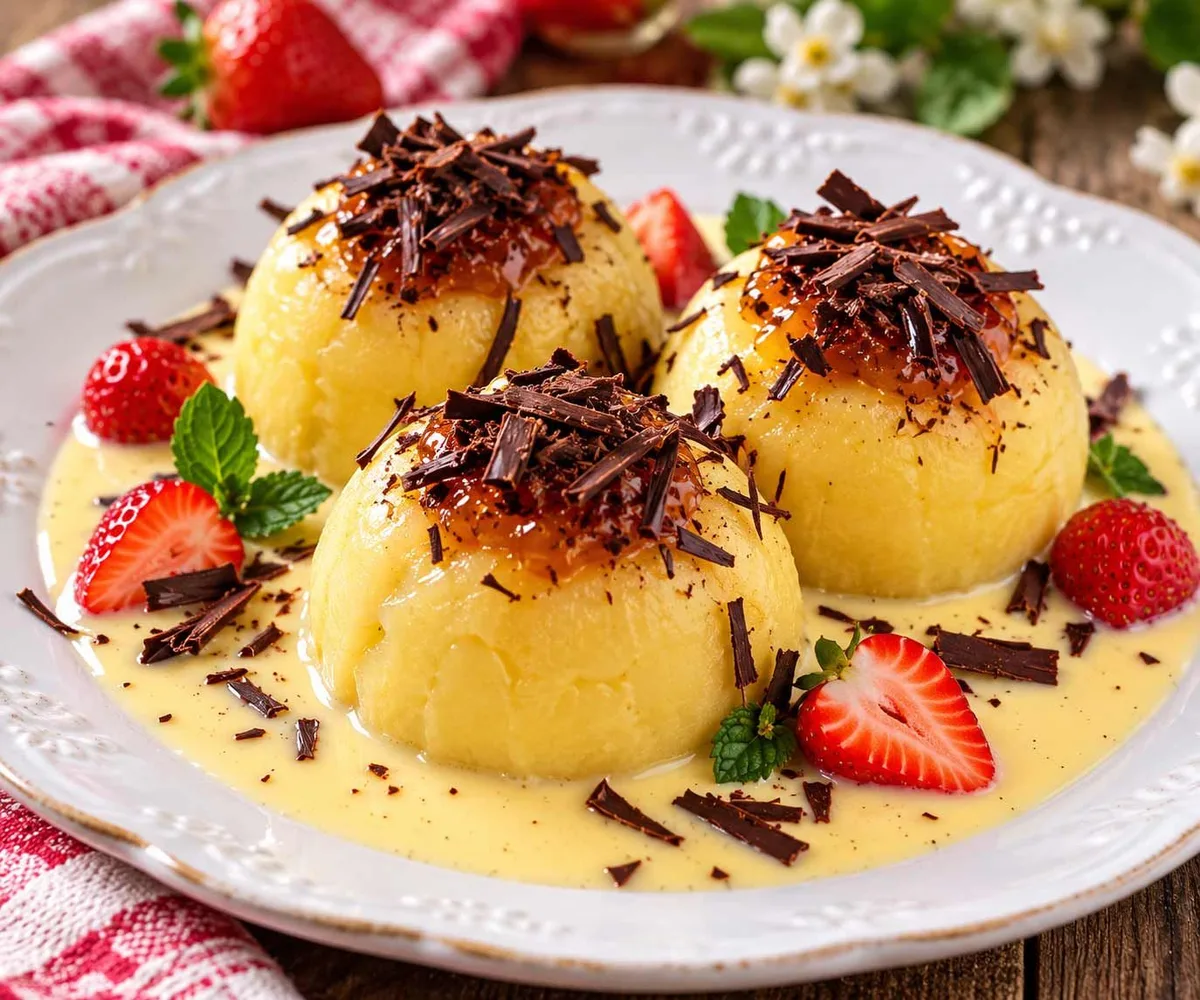 Baked Stuffed Apples with Vanilla Cream Sauce