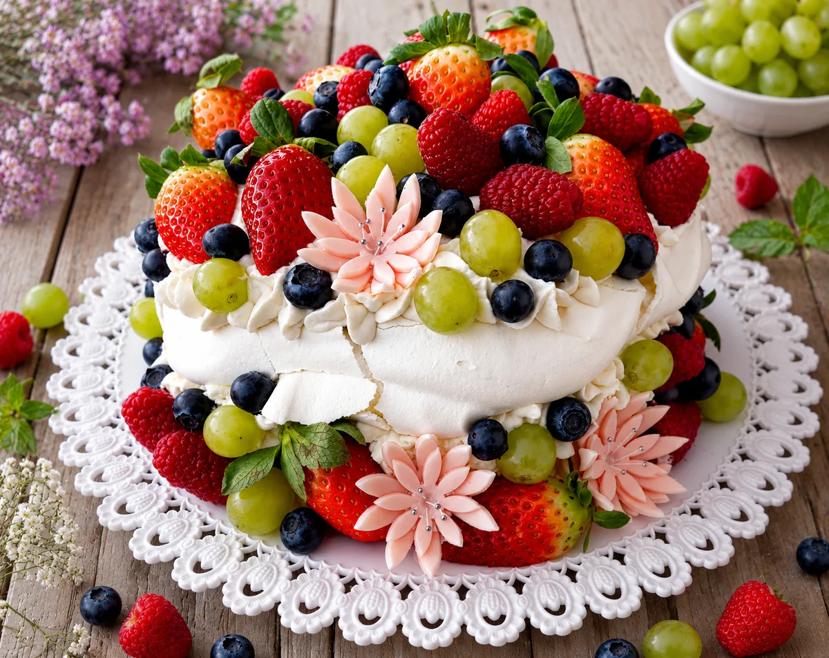 Classic Berry Pavlova Cake